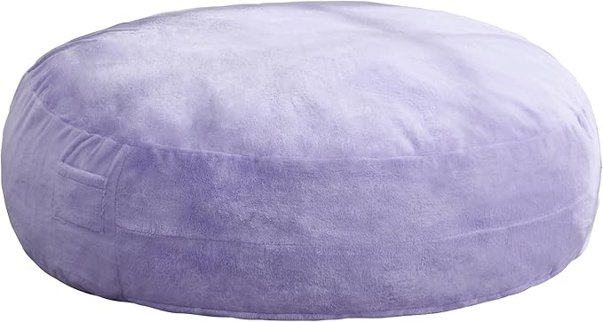 Hobestluk 6ft Bean Bag Chairs for Adults Large Beanbag Chair with Plush Faux Fur Cover Big Bean Bag Chair for Living Room Bedroom Dorm Office - Purple (70" x 70" x 15")
