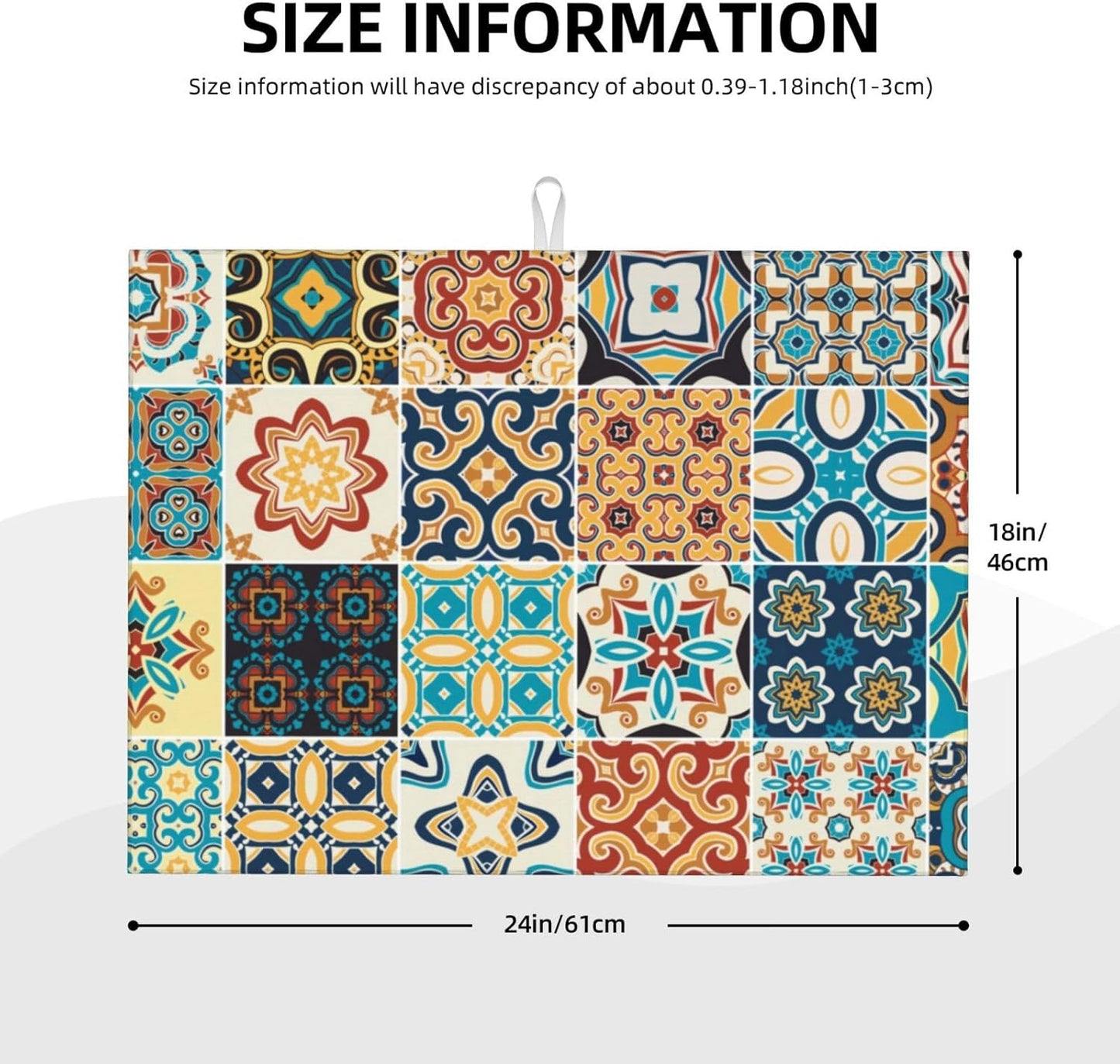 Talavera Mexican Tiles Dish Drying Mat 18x24 For Kitchen Counter Absorbent Microfiber Dishes Pad Dish Drainer Rack Mats Fast Dry Kitchen Accessories