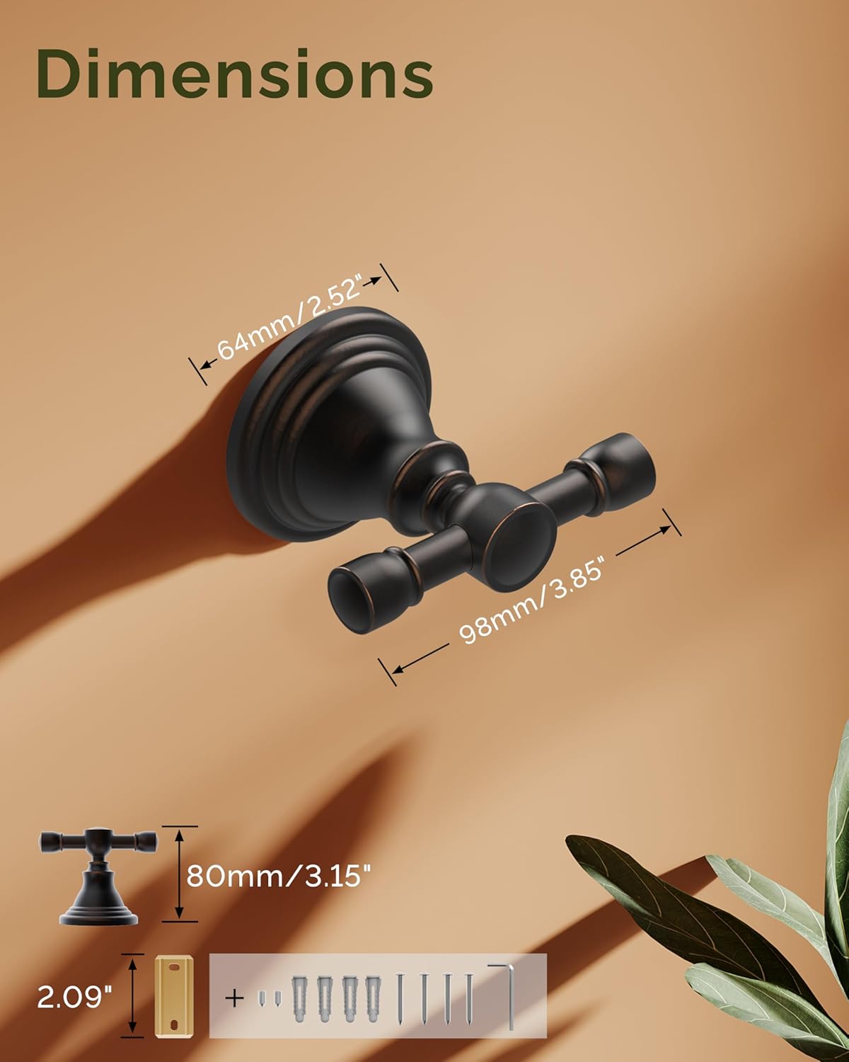 Towel Hook for Bathrooms, Stainless Steel Robe Coat Hook Wall Mount, Heavy Duty Towel Hanger for Kitchen, Bedroom or RV (Oil Rubbed Bronze)