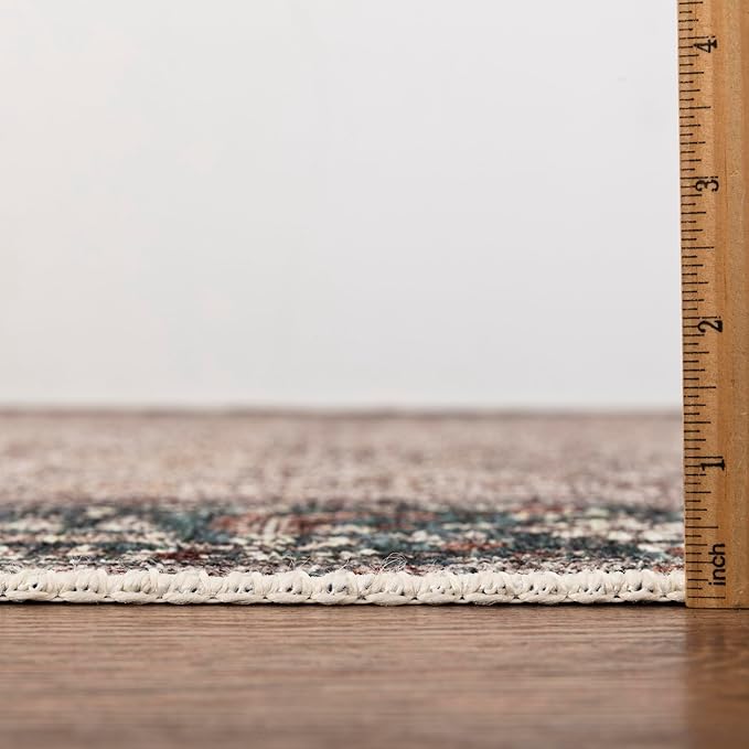 Keen Home Design 2x12 Rug - Machine Washable Runner Rug with Non-Slip Backing, Ideal for Hallway, Entryway, Kitchen, Laundry Room - Vintage, Easy Clean, Durable, Low Pile - (2'6" x 12')