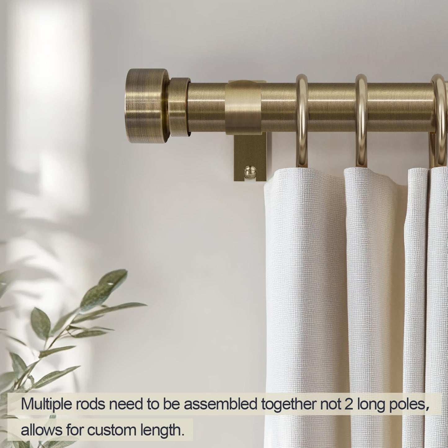 Antique Bronze Curtain Rods for Windows 72 to 144 Inches Adjustable Length Heavy Duty 1" Diameter Window Curtain Rod with Solid Metal Finials for Outdoor Farmhouse Bedroom Kitchen Living Room