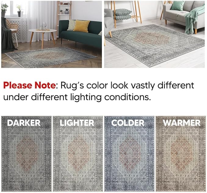 Keen Home Design 2x3 Rug - Machine Washable Entry Rug with Non-Slip Backing, Ideal for Enteryway, Kitchen, Bathroom, Laundry Room - Vintage, Easy Clean, Durable, Low Pile - (2' x 3')