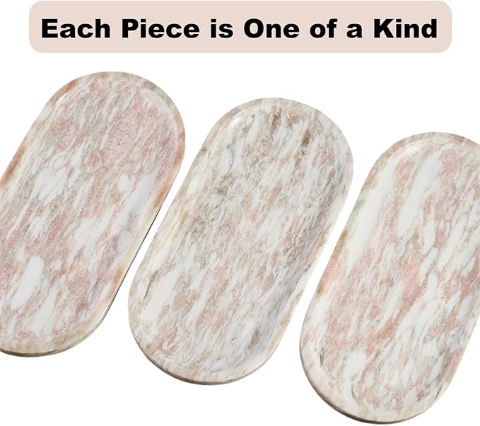 Koville Norway Natural Marble Tray, 12"x6" Vanity Decorative Tray for Countertop Organizer, Catchall for Perfume, Candles, Jewelry Dish