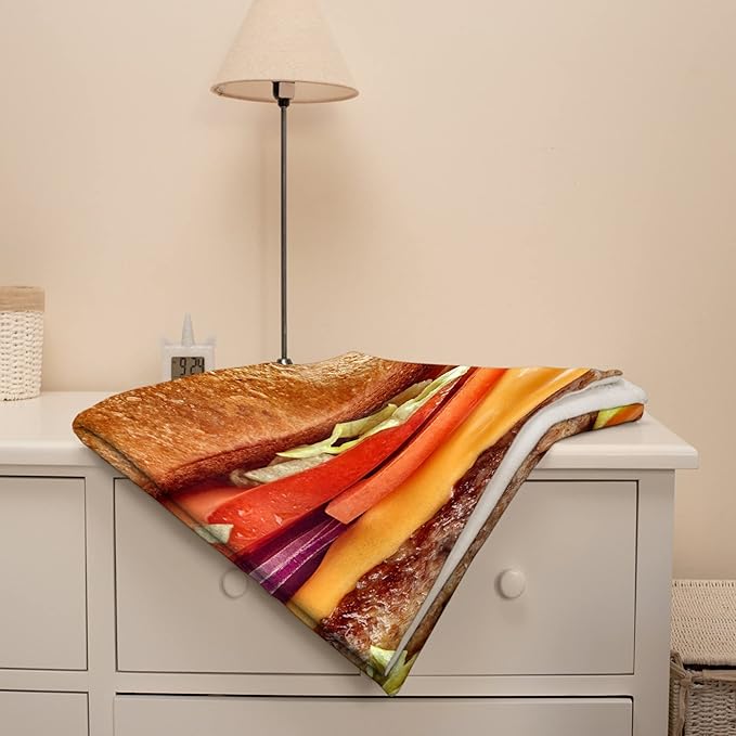 Hamburger Blanket Fleece Lightweight Throws Gift for Birthday Christmas Soft Flannel Blankets for All Season Bed Sofa Kid Size-40"x50"