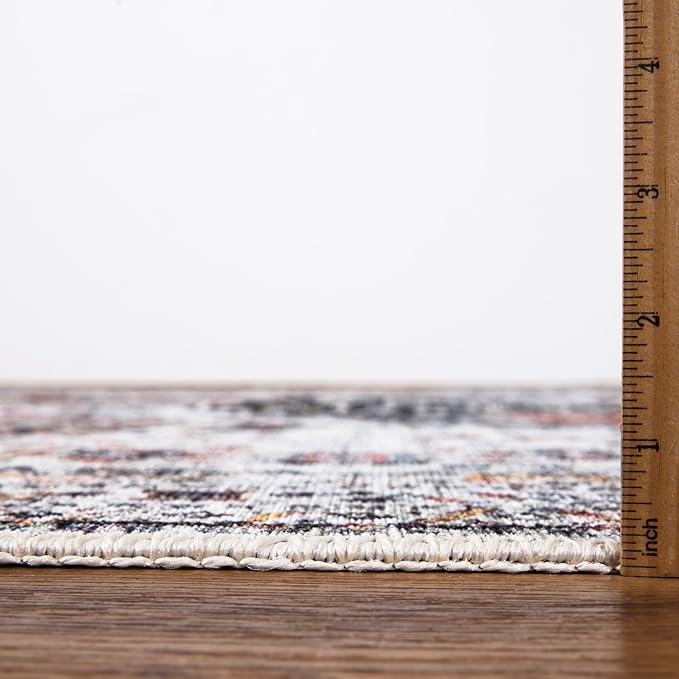 Keen Home Design 2x12 Rug - Machine Washable Runner Rug with Non-Slip Backing, Ideal for Hallway, Entryway, Kitchen, Laundry Room - Vintage, Easy Clean, Durable, Low Pile - (2'6" x 12')