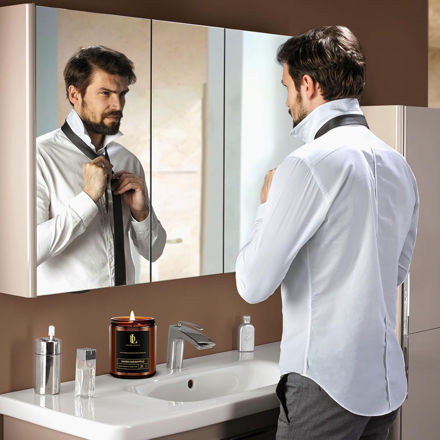 Lemon Eucalyptus Scented Candles, Soy Candle for Home Scented, Candles Gift for Women Men, 7oz with 50 Hour Burn Time