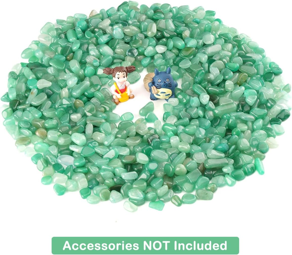 WAYBER Decorative Rock Stones, 1 Lb/460g Irregular Green Crystal Pebbles Quartz Gravel for Aquarium Turtle Tank Decoration/Succulent Plant Landscape/Flowerpot Vase Ornament