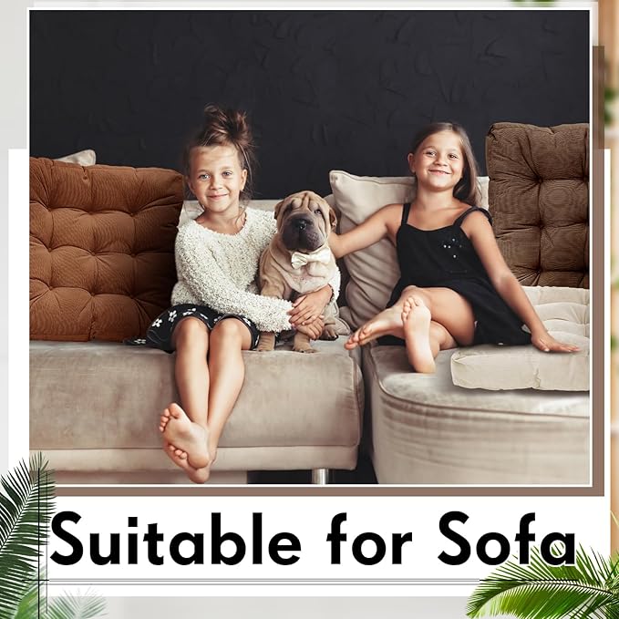 Jerify 4 Pcs Floor Pillow Cushions 22 x 22 Inch Round Square Large Meditation Floor Pillow for Classroom Adult Meditation Picnic Party Cushion for Seating Gift Christmas(Brown,Square)