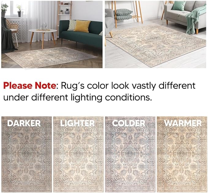 Keen Home Design 3x5 Rug - Machine Washable Entry Rug with Non-Slip Backing, Ideal for Enteryway, Kitchen, Bathroom, Laundry Room - Vintage, Easy Clean, Durable, Low Pile - (3' x 5')