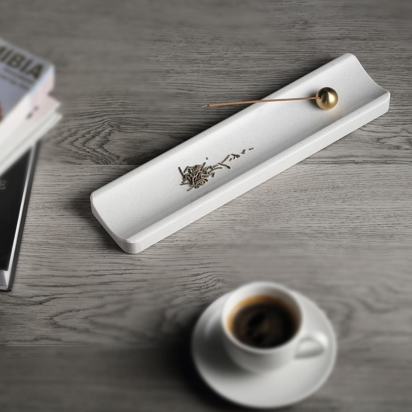 Koville Italian Quarella Engineered Marble Incense Holder, Incense Holders for Sticks, Sturdy Incense Burner Ideal for Meditation and Relaxing, Easy to Clean(Ariete Quarella)