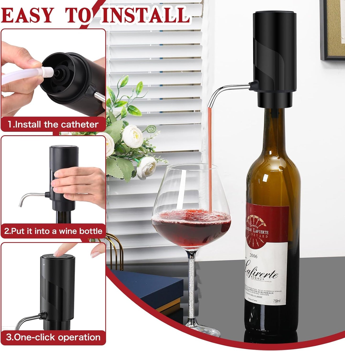 Electric Wine Aerator Pourer with USB Rechargeable, Automatic Wine Bottle Dispenser Machine and Multi-Smart Wine Decanter, Perfect Wine Gifts for Wine Lovers
