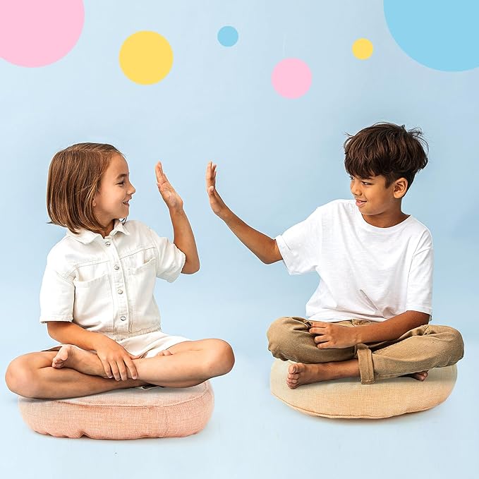 Juexica 8 Pcs Floor Cushions for Kids Floor Pillows Flexible Seating Cushions 3.5'' Thick Flexible Seating Classroom Furniture Meditation Seat Pillows for Home Nursery Yoga Decor(Morandi,Round)