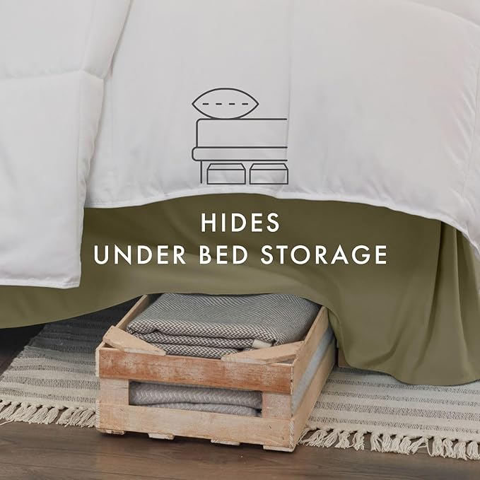 Linen Market Bed Skirt - Ultra Soft Microfiber - Easy Fit with 14 Inch Tailored Drop - Hotel Quality, Shrinkage & Fade Resistant - Bed Cover - Queen Bed Set - Bedroom Décor - (Queen, Sage)