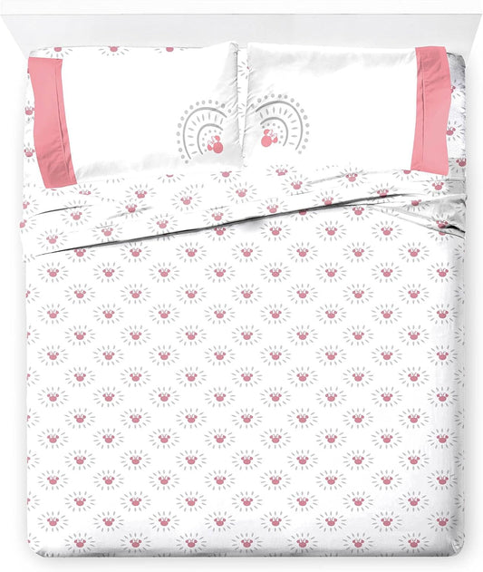 Jay Franco Kids Sheet Set with Fitted, Flat Sheets & Pillow Cover - Ultra-Soft Bedding with Pillowcase for Room Decor, White - Minnie Mouse, 4 Piece King