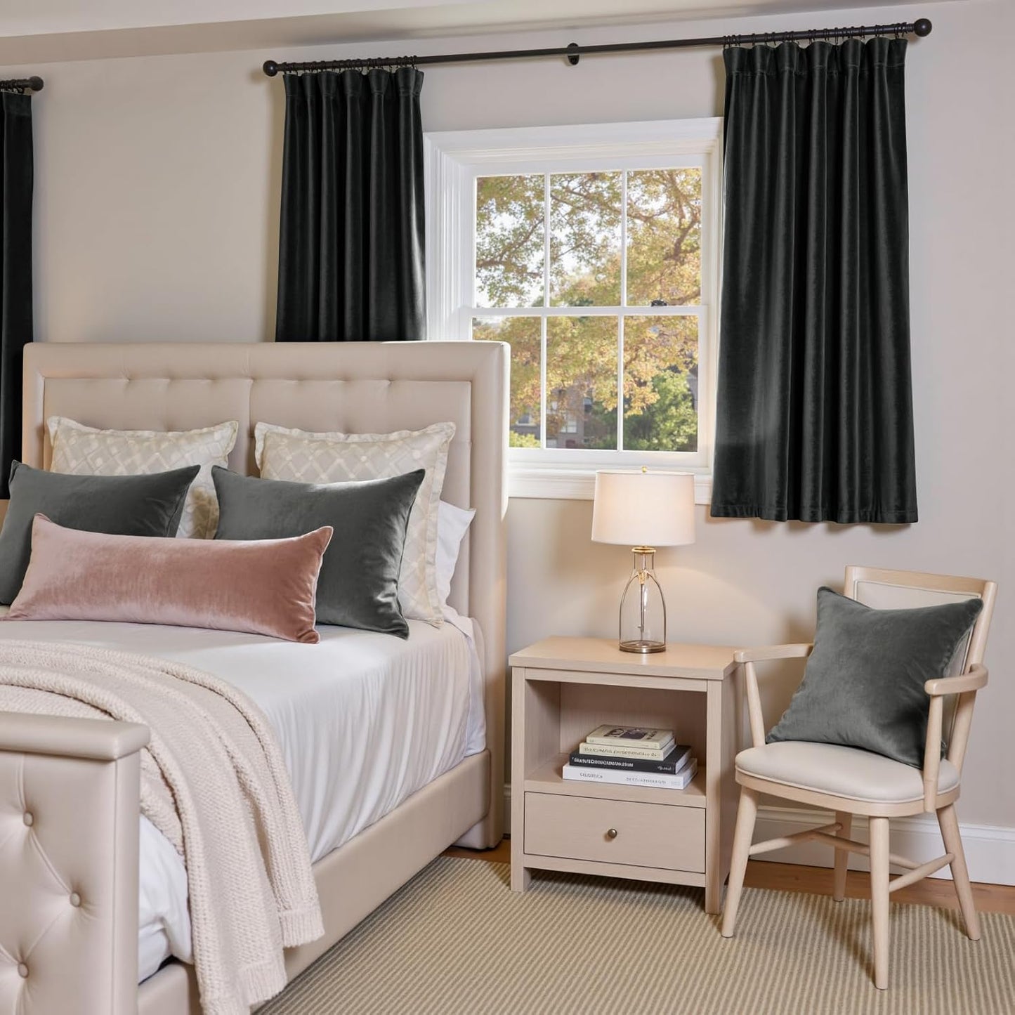 Lazzzy Velvet Curtains Black Halloween Home Decor Thermal Insulated Drapes for Bedroom Living Room Blackout Window Treatments Luxury Rod Pocket 63 Inches Long 2 Panels