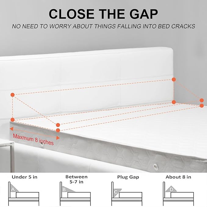 Twin Bed Wedge Pillow Headboard Gap,Wedge Pillow Headboard/Bed Gap Filler,Fill The Gap (0-8") (Gray, 39"x10"x6")