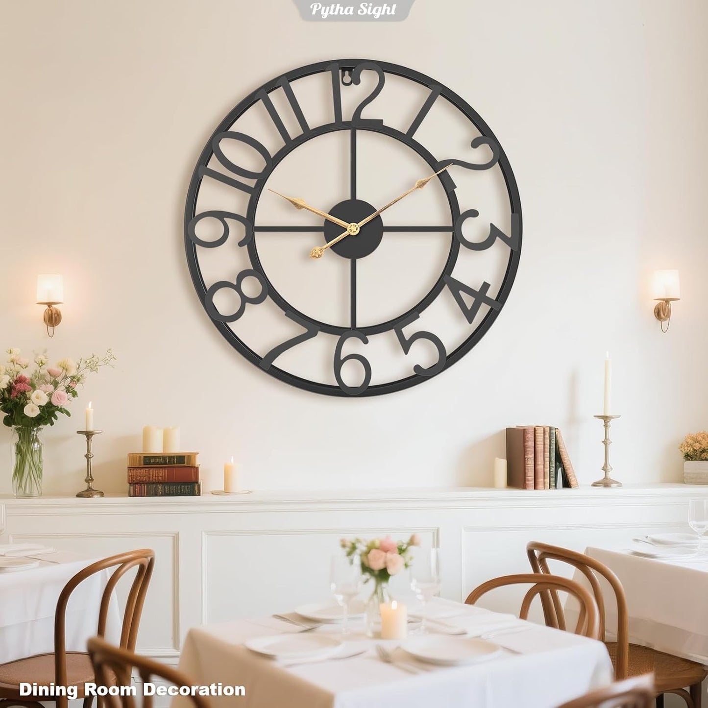 14 Inch Large Wall Clocks for Living Room Decor,Big Silent Battery Operated Metal Wall Clock,Rustic Modern FarmhouseArabic Numerals Wall Clock for Kitchen,Office,Bedroom,Dining Room