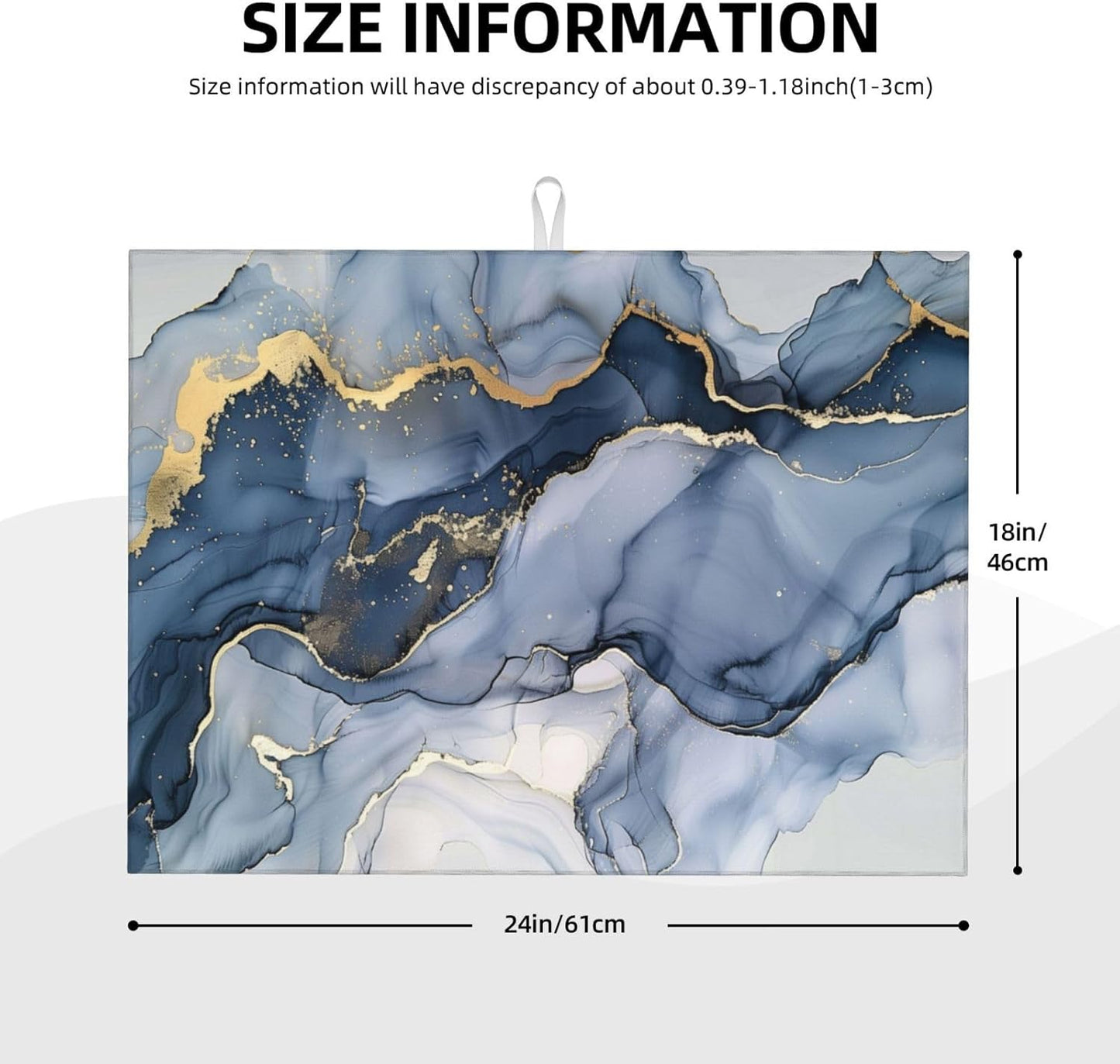 Navy Blue Marble Dish Drying Mat 18x24 For Kitchen Counter Absorbent Microfiber Dishes Pad Dish Drainer Rack Mats Fast Dry Kitchen Accessories