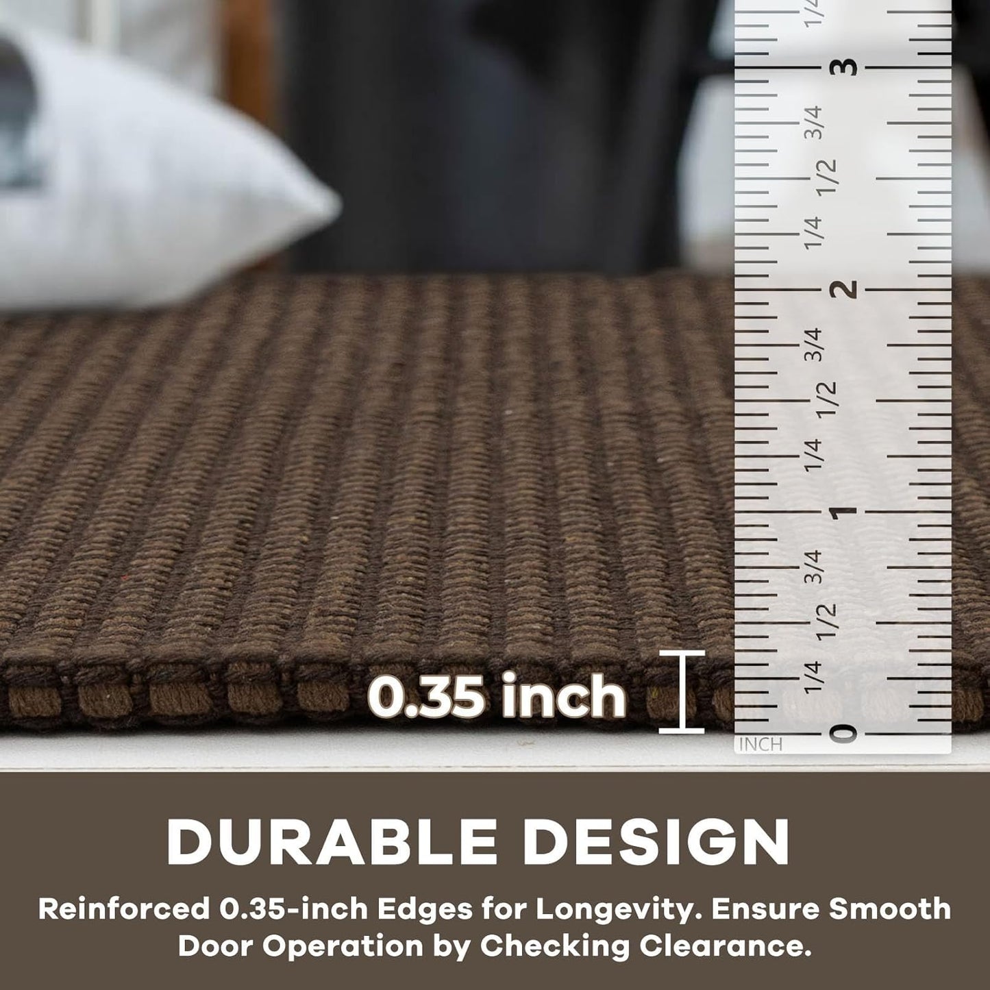 KOZYFLY Washable Area Rug 4x6 ft Non Slip Rubber Backed Living Room Rugs Braided Woven Cotton Kitchen Rugs Indoor Entryway Rug Floor Carpet for Dining Living Room Bedroom, Reddish Brown/Coffee