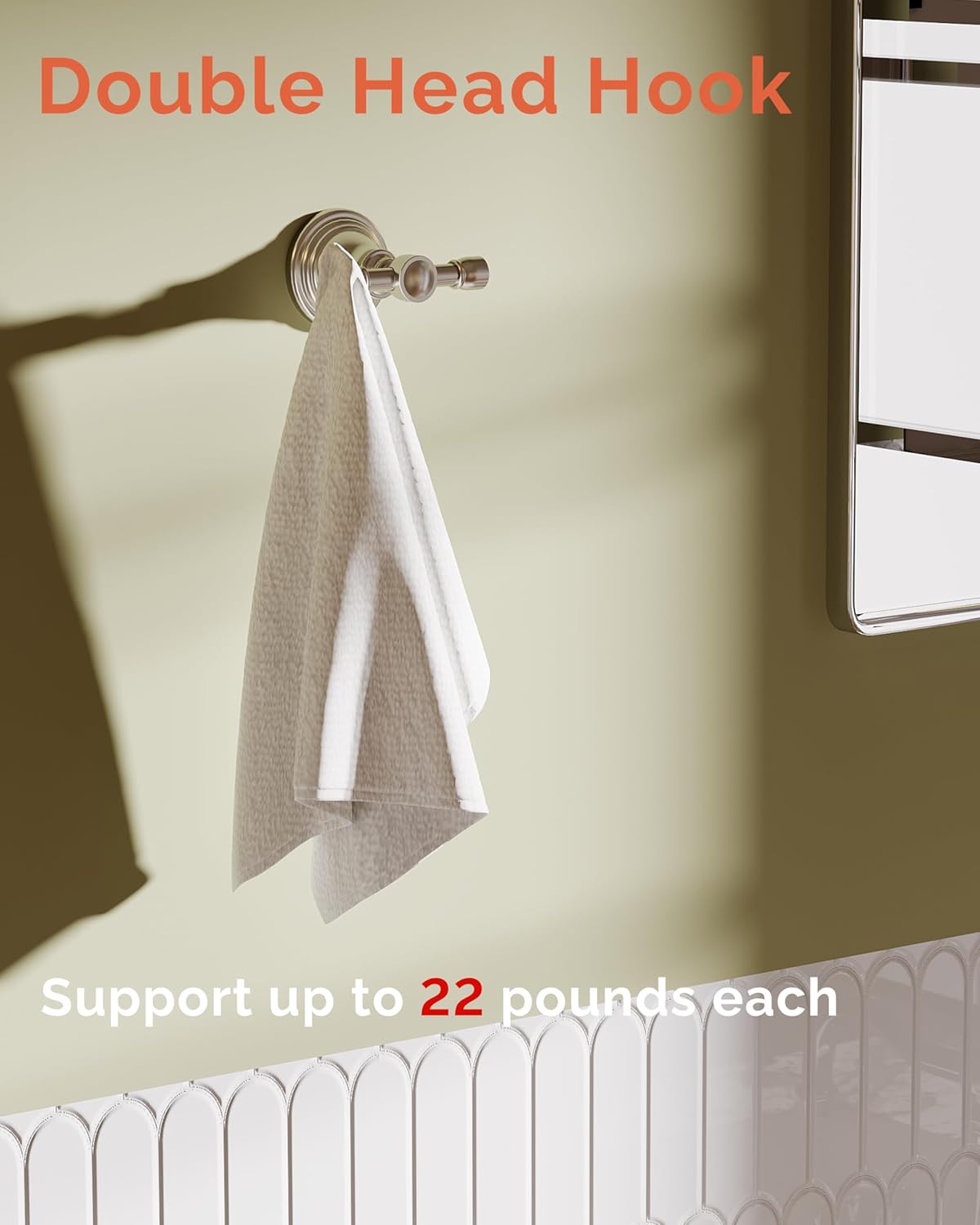 Towel Hook for Bathrooms, Stainless Steel Robe Coat Hook Wall Mount, Heavy Duty Towel Hanger for Kitchen, Bedroom or RV(Brushed Nickel)