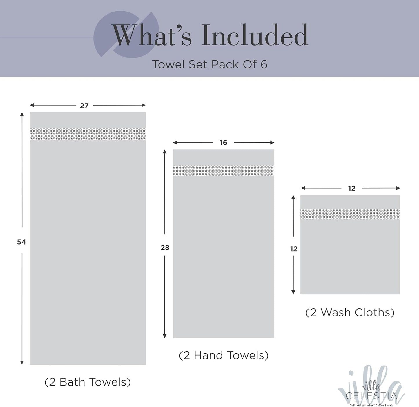 100% Combed Cotton Bathroom Towel Set of 6- 2 Bath Towels, 2 Hand Towels, 2 Wash Cloths, Sustainable, Soft, Highly Absorbent 6 Piece Cotton Bath Towel Set for Hotels, Spa, Bathroom, Dorm, Navy Blue