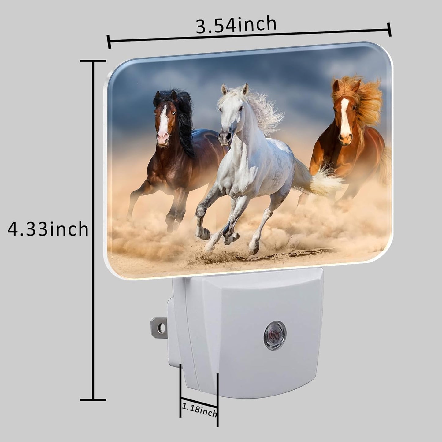Horse Running in Desert Night Light Plug into Wall, Cool Horse Night Light with Dusk to Dawn Sensor for Kid Girls Boys Women Men Room, Hallway, Kitchen, Bathroom, Stairs Decor
