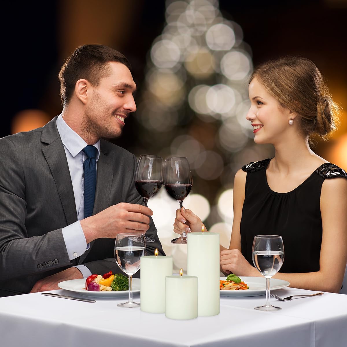 Set of 3 Different Size Ivory Pillar Candles, Unscented Dripless 2.75x3, 2.75x4, 2.75x6 Inch Long Lasting Cylinder Wax Candles for Home Power Outage Dinner Table Decoration