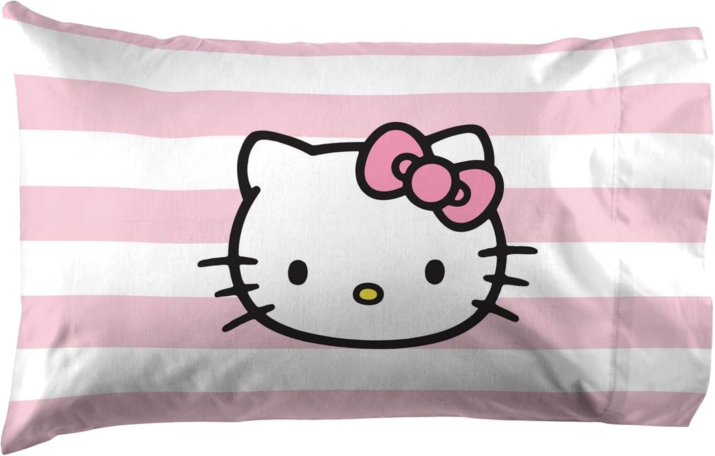 Jay Franco Sheet Set with Fitted, Flat Sheets & Pillow Cover - Ultra-Soft Bedding with Pillowcase for Room Decor, Multi - Hello Kitty, 4 Piece Full