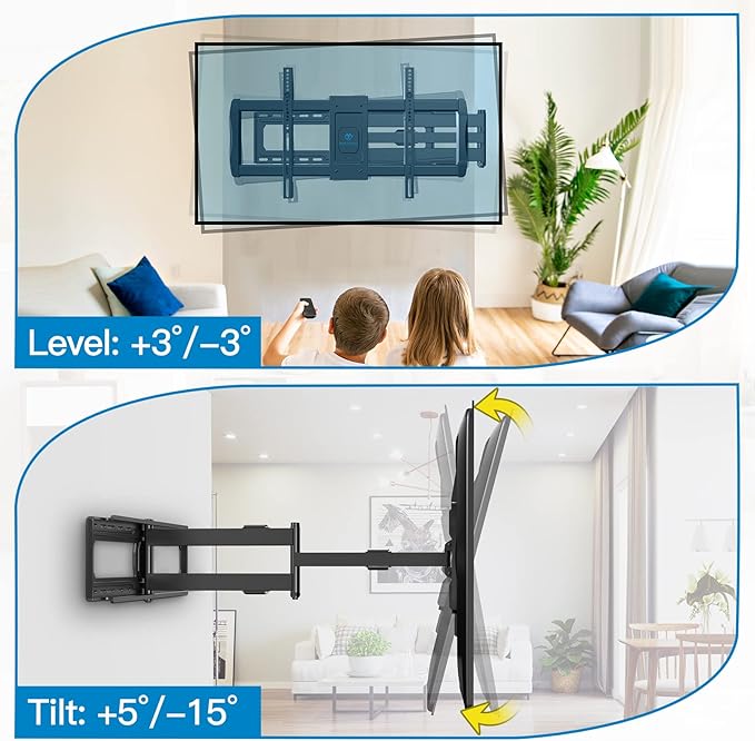 PERLESMITH Long Arm TV Wall Mount for 42-90 inch TVs, Full Motion TV Mount with 42.72 inch Extension Articulating Arm Swivel and Tilt, Max VESA 800x400mm, Holds up to 150 lbs, 16”,18”, 24” Studs