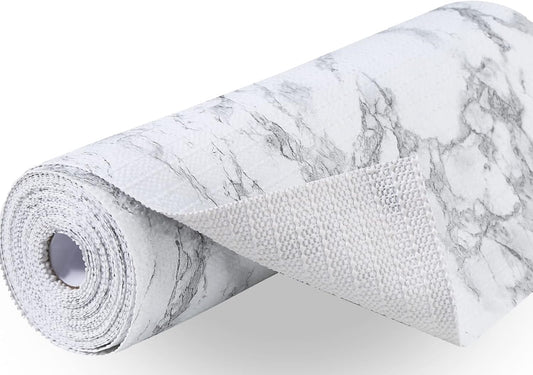 Premium Drawer and Shelf Liner for Cabinet, Non Adhesive Liner for Kitchen, Strong Grip Non Slip Shelf Liners for Kitchen Cabinets, Storage, Drawers, Shelves, Kitchenware and Tableware, Marble