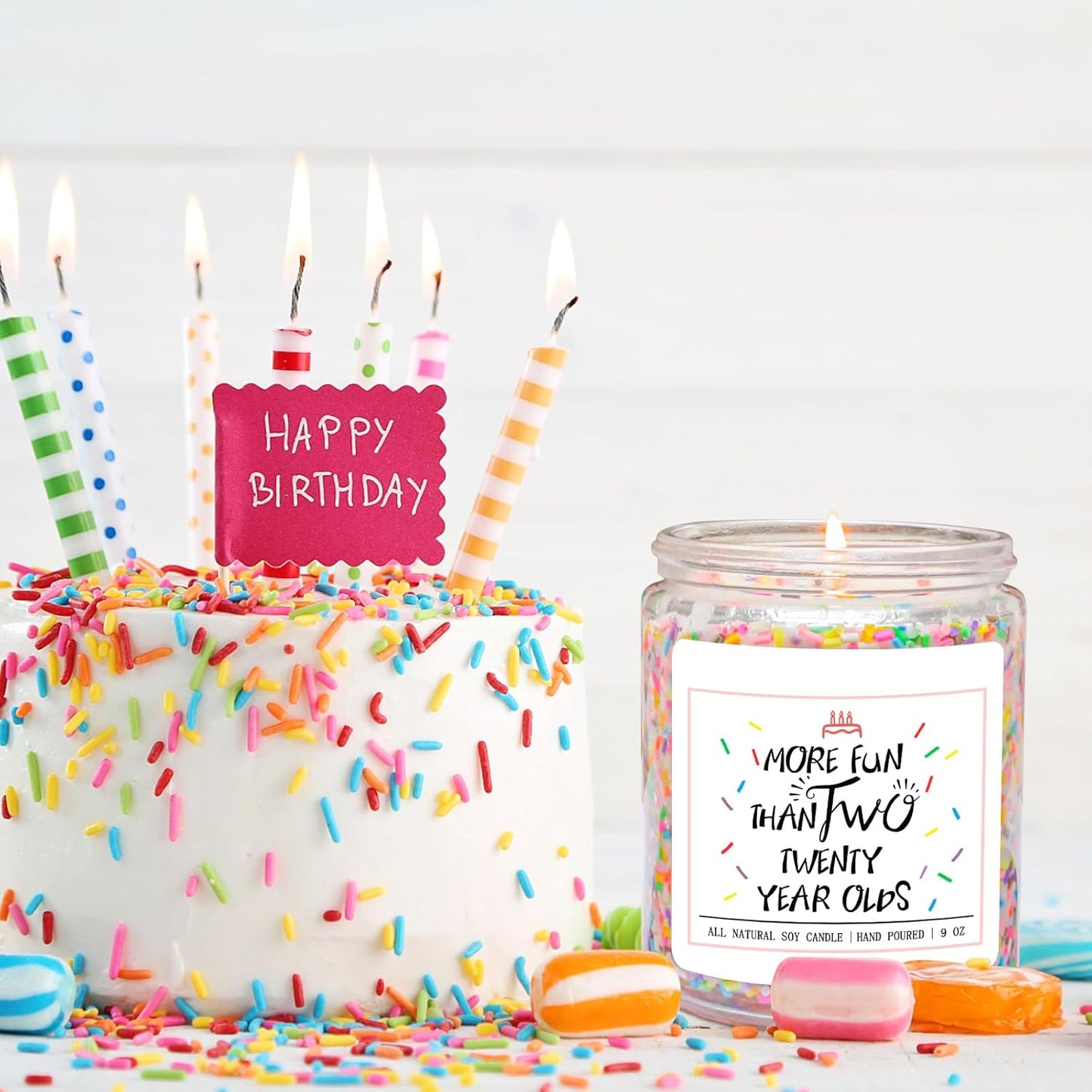 Homsolver 40th Birthday Gifts for Women, Perfect Ideas Birthday Decorations Candle Gift for Mom, Friends, Wife, Sister, Vanilla Cream Scent Handmade Aromatherapy Candles