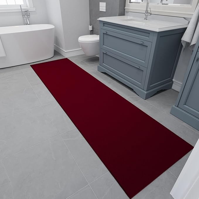 Ottomanson Hallway Runner Rug 2'7" x 12' Non Slip Solid Area Rugs Easy to Clean Laundry Rug Runner Durable & Pet Friendly Floor Carpet Runners for Hallways Entryway Living Room Kitchen, Red