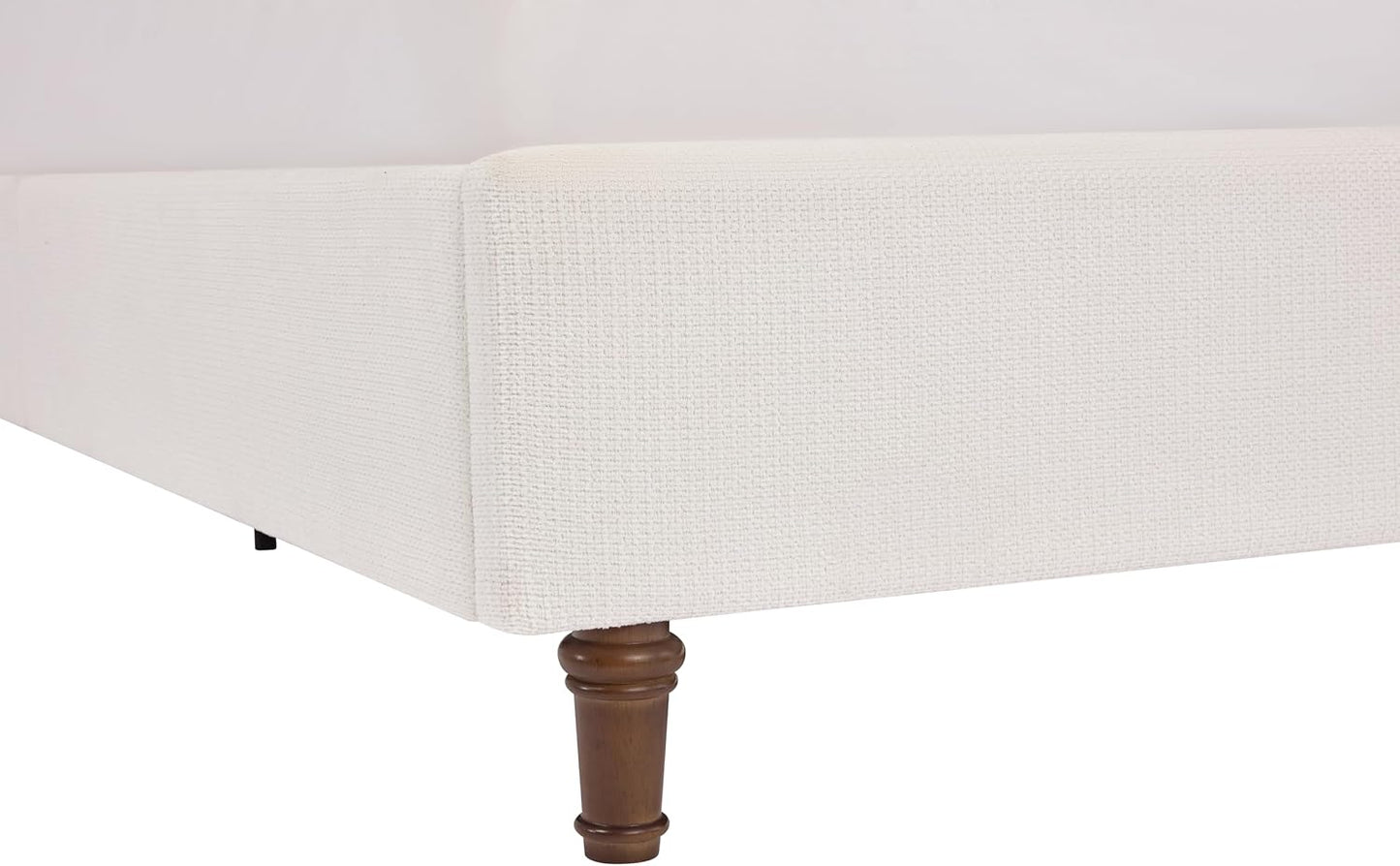 King 54" Tall Headboard Wingback Upholstered Platform Bed Frame Elegant Simplicity Chenille for Bedroom Strong Wood Slats Support No Box Spring Needed Easy Assembly No Noise Cream White