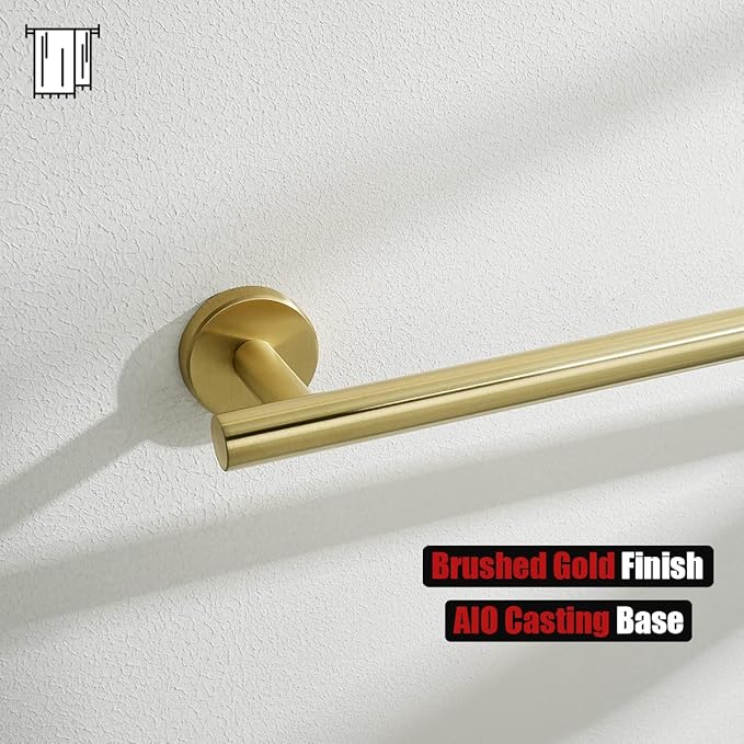 JQK Gold Towel Bar, 33 Inch 304 Stainless Steel Thicken 0.8mm Towel Rack Bathroom, Towel Holder Brushed Golden Wall Mount, Useable Length 30 Inch 2 Pack, TB110L30-BG-P2