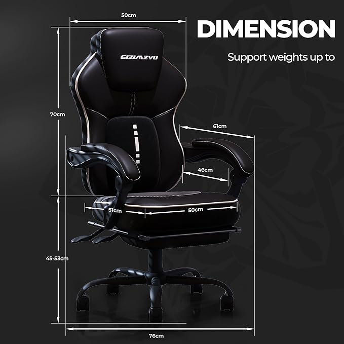 Ergonomic Office Chair with Adjustable Headrest and Footrest, High Back Computer Desk Chair with Linkage Armrests, Reclining Swivel Chair for Home Office, Executive Office Chair (Black1)