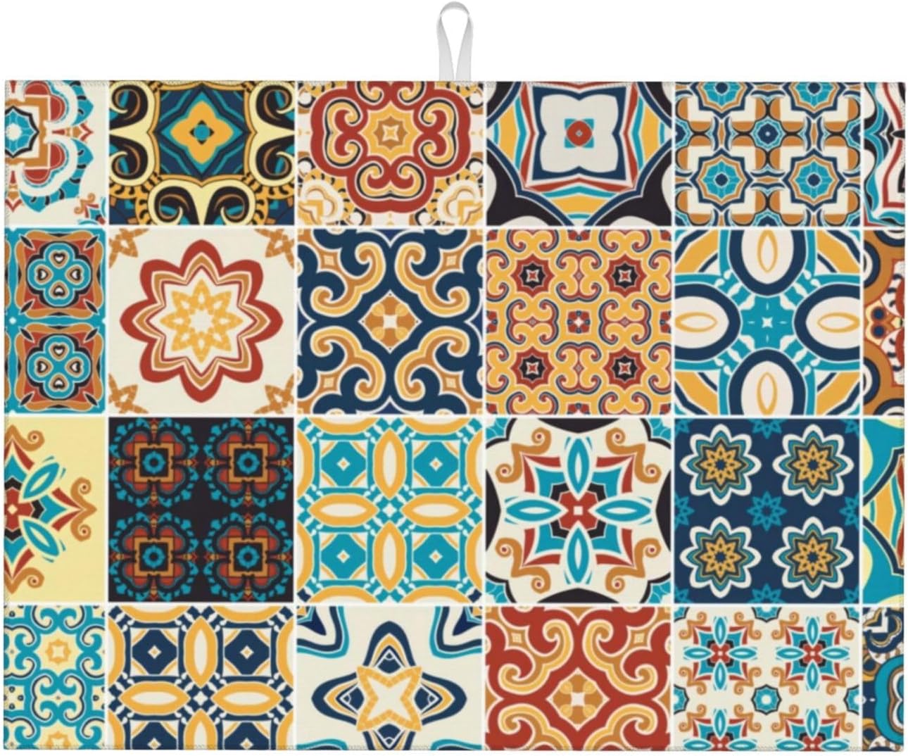 Talavera Mexican Tiles Dish Drying Mat 18x24 For Kitchen Counter Absorbent Microfiber Dishes Pad Dish Drainer Rack Mats Fast Dry Kitchen Accessories