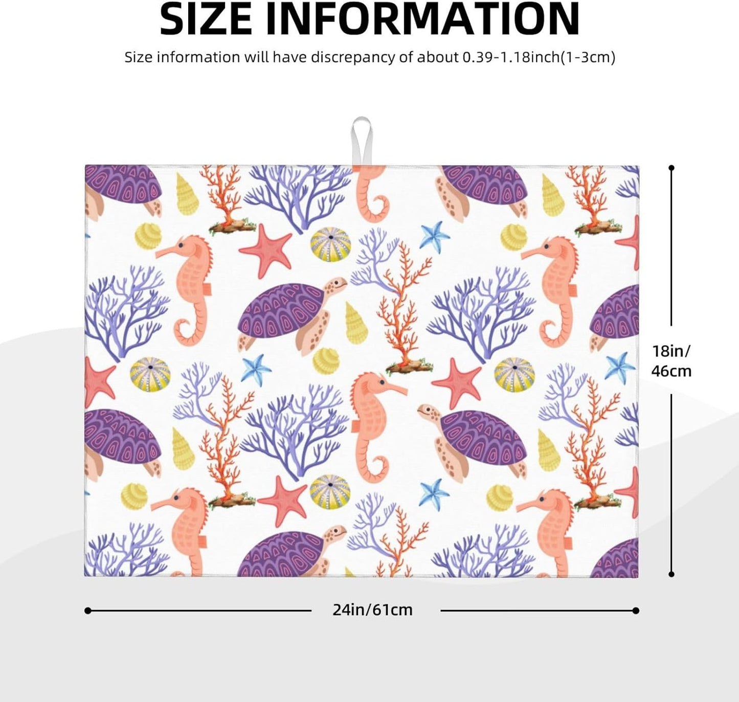 Purple Beach Sea Turtle Dish Drying Mat 18x24 For Kitchen Counter Absorbent Microfiber Dishes Pad Dish Drainer Rack Mats Fast Dry Kitchen Accessories