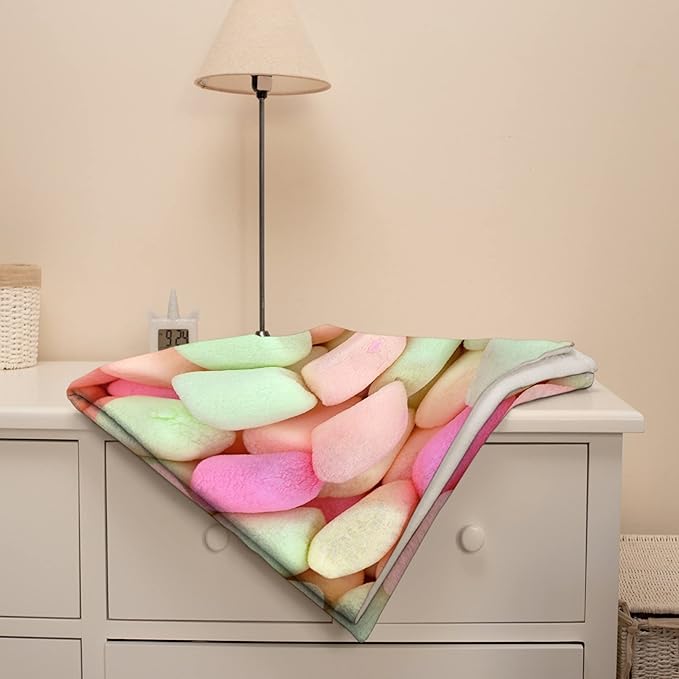 Marshmallow Candy Blanket Fleece Lightweight Throws Gift for Birthday Christmas Soft Flannel Blankets for All Season Bed Sofa Teen Size-50"x60"
