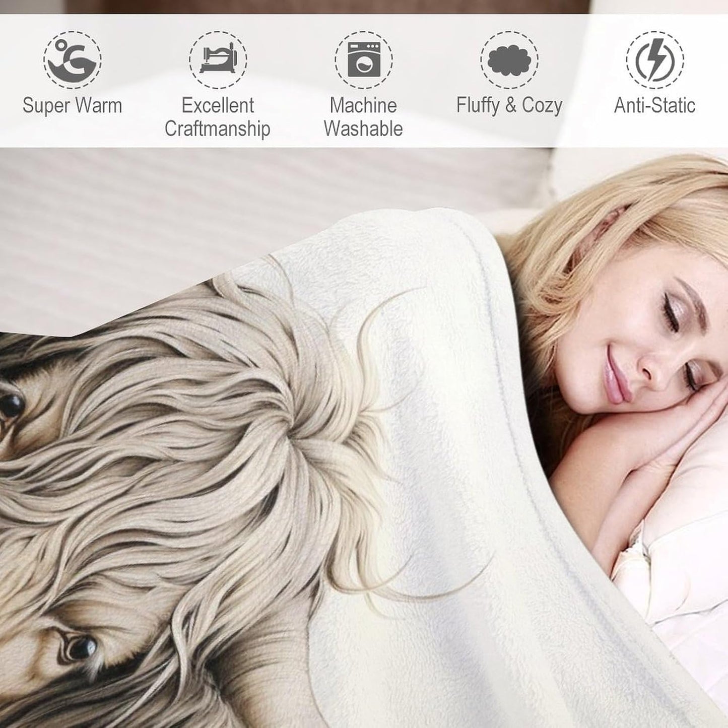 Highland Cow Throw Blanket for Teens Boys Girls and Adults Soft Warm Cozy Funny Midweight Food Flannel Blankets for Couch Sofa Bed Camping Travel Home Decor 40" X 50"