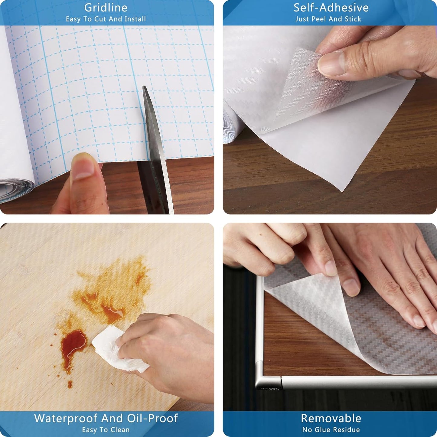Self-Adhesive Shelf Liner Kitchen Liner, Waterproof Backed Paper Easy Peel and Stick Contact Liner Without Residue for Decor Your Desk Surface, Kitchen Countertops (Clear, 23.6 x 118.1 inches)