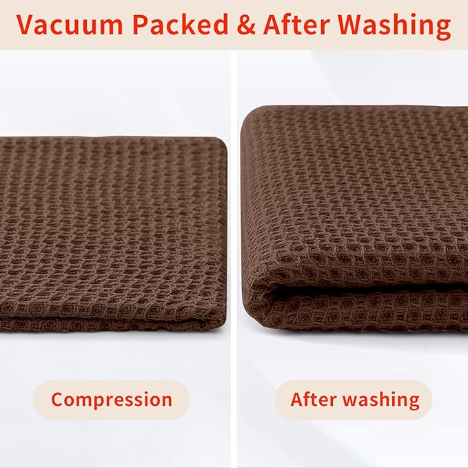Homaxy 100% Cotton Waffle Weave Kitchen Dish Towels, Ultra Soft Absorbent Quick Drying Cleaning Towel, 13 x 28 Inches, 4-Pack, Coffee