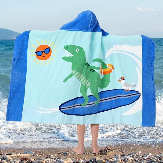 Kids Bath Towels, Kids Towel Girls Boys Hooded Beach,Bathroom,Pool Swim Towels 30 × 50 INCH Large Size Ultra Absorbent Cute Cartoon Animal Full Vitality 100% Cotton Wearable Wrap for Child