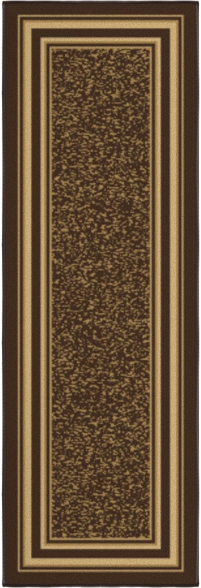 Ottomanson Hallway Runner Rug 20" x 59" Non Slip Border Area Rugs Easy to Clean Laundry Rug Runner Durable & Pet Friendly Floor Carpet Runners for Hallways Entryway Living Room Kitchen, Brown