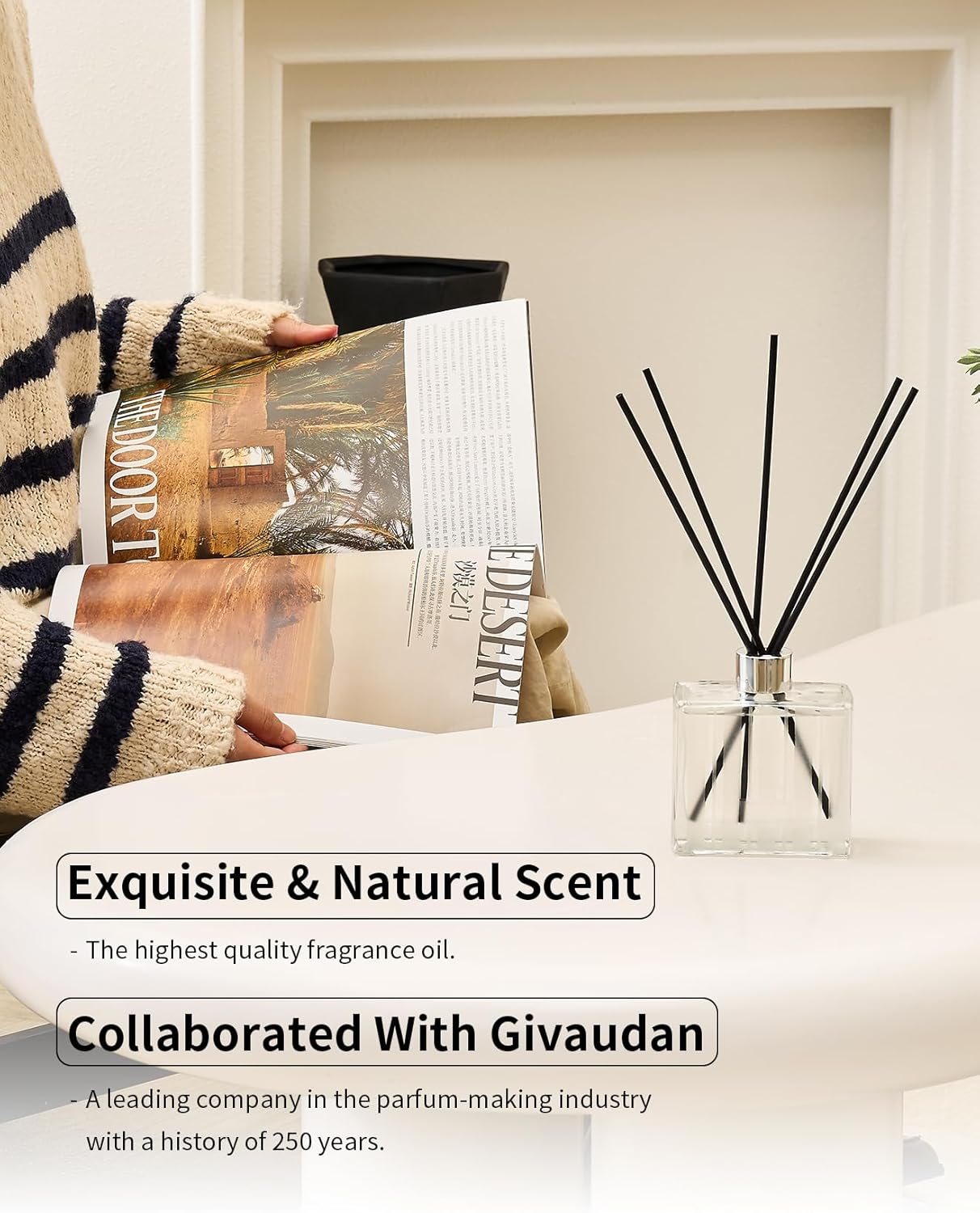 M&SENSE Reed Diffuser Set - 7.04oz Ocean Breeze Scent Diffusers with Sticks for Home, Oil Fragrance with Sticks, Shelf Decor for Bedroom Bathroom Office