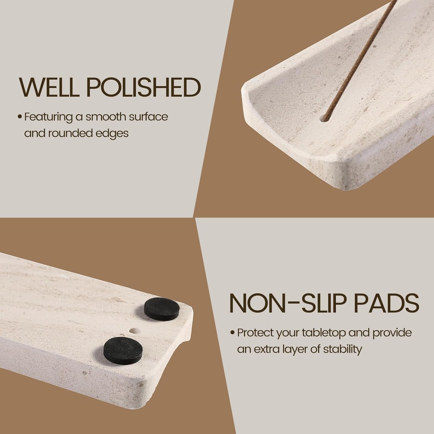 Koville Marble Incense Holder, Incense Holder for Sticks, Incense Sticks Holder Ash Catcher for Meditation Yoga SPA, Natural Stone Incense Burner, Home Table Decor