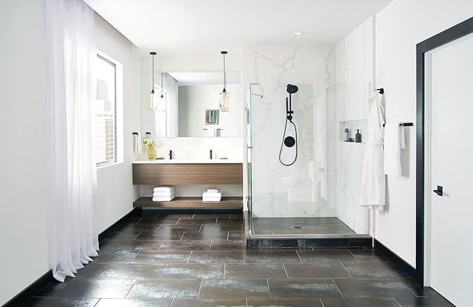 Moen Align Matte Black 18 inch Modern Single Towel Bar, YB0418BL