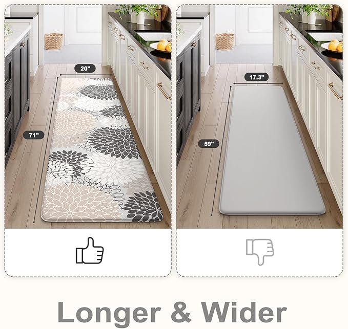 KIMODE Kitchen Mats Cushioned Anti Fatigue, Farmhouse Rugs for Kitchen Rug Runner Stain Resistant, Ergonomic Standing Kitchen Floor Mat, Non Slip Waterproof Kitchen Sink Rug, 20" x 71", Pink