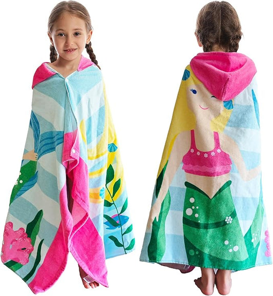 Kids Bath Towels, Kids Towel Girls Boys Hooded Beach,Bathroom,Pool Swim Towels 30 × 50 INCH Large Size Ultra Absorbent Cute Cartoon Animal Full Vitality 100% Cotton Wearable Wrap for Child