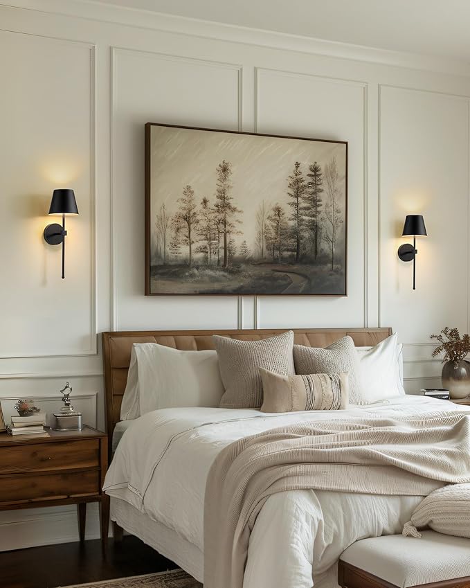 KDG Cordless Wall Sconces Set of 2, Wireless 5200mAh Rechargeable Battery LED Wall Lamps, Wall Lightings for Wall Painting, Outdoor, Garden, Living Room, Bedside, Hallway, Gifts, Night Light (Black)