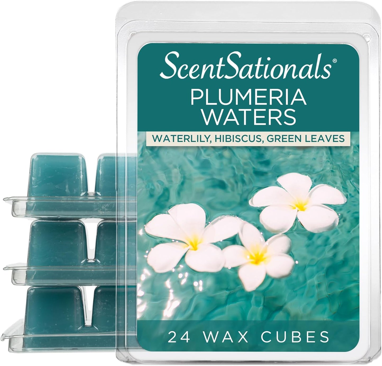 Scentsationals Wax Melts, Wax Cubes Strong Scent - Plumeria Waters - Long Lasting Scented Wax Melts for Warmer, 10oz (24-Cubes)